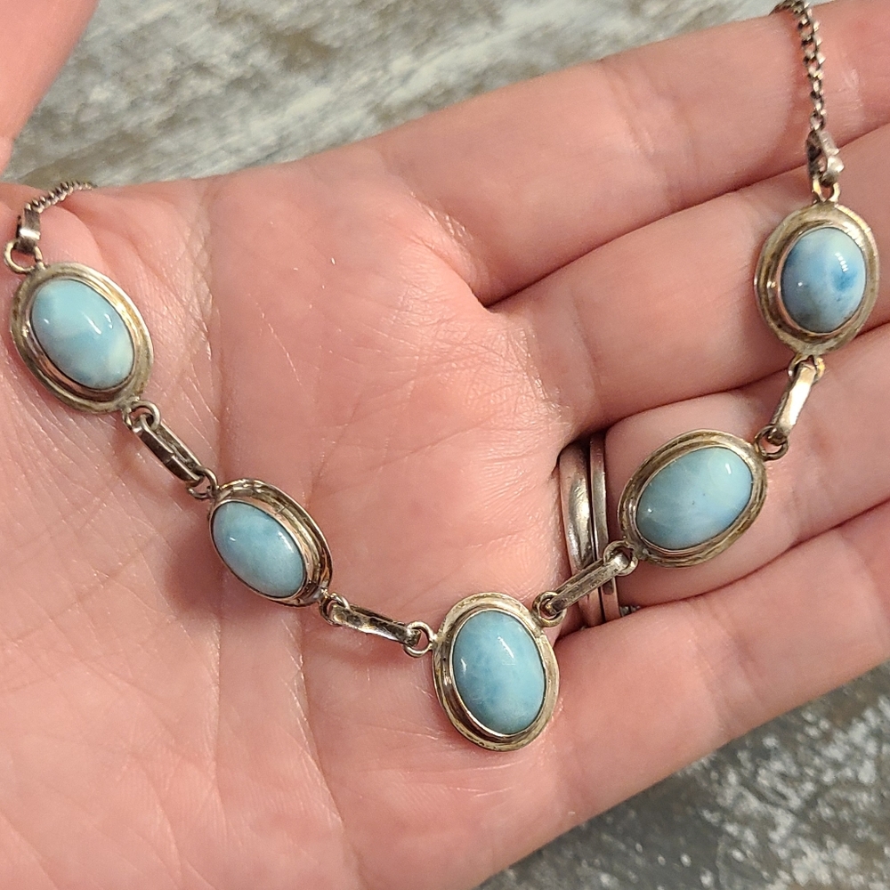 Southwestern Sterling silver larimar necklace